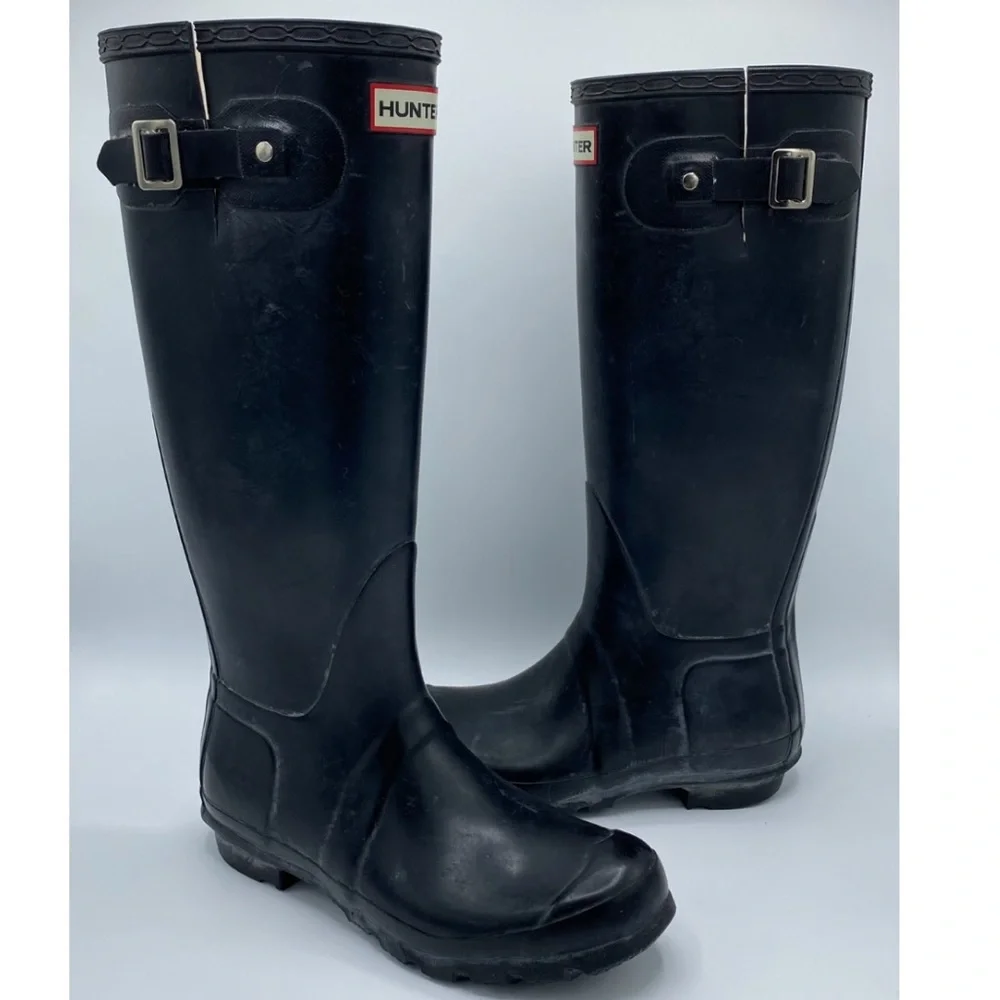 Hunter Original Tall Matte Black Rain Boots Size 6
